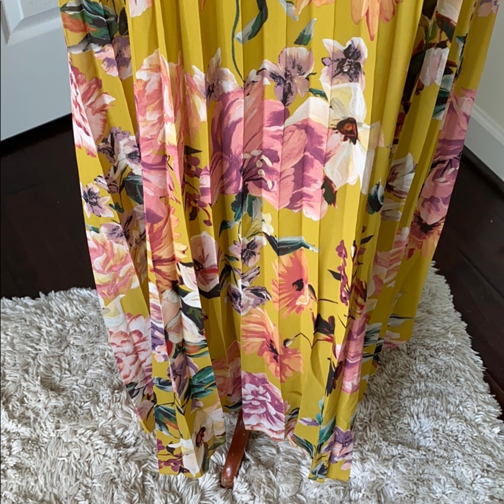 EXQUISITE pleated floral maxi dress lined XL NWT - Picture 4 of 8